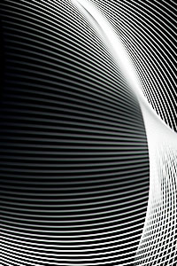 Abstracte zwart-wit foto van glooiende lijnen die in elkaar over lopen.
